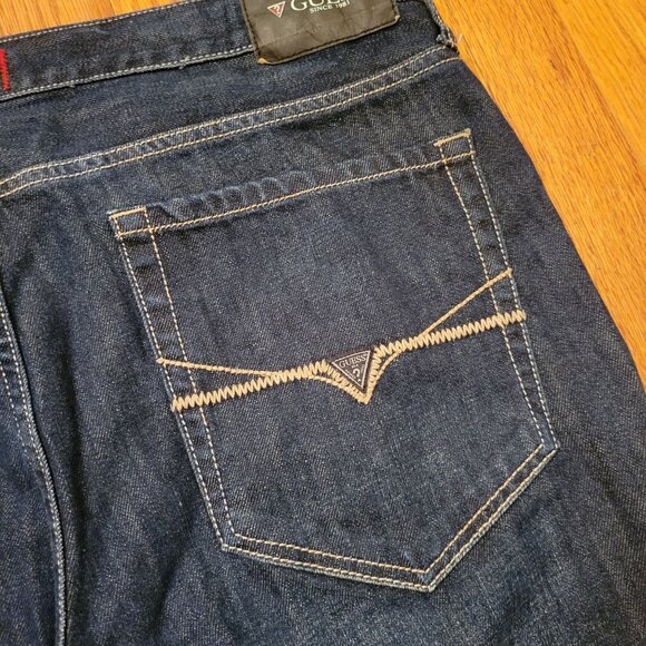 Guess Ultra Slim McCrae Fit Jeans Tagged 38 Dark Denim Blue Cotton Actual 40x33 - Picture 5 of 8